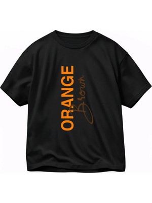 Lorvex T-Shirt Oversize Unısex %100 Pamuklu Rahat Kalıp Orange Brown Baskılı Tişört