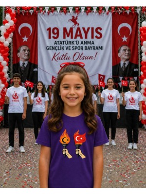 Lorvex 19 Mayıs Atatürk Gençlik Bayramı Tişört %100 Pamuk Oversize Unisex Baskılı Rahat Kalıp