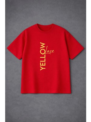 Lorvex T-Shirt Oversize Unısex %100 Pamuklu Rahat Kalıp Yellow Baskılı Tişört