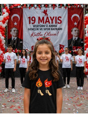 Lorvex 19 Mayıs Atatürk Gençlik Bayramı Tişört %100 Pamuk Oversize Unisex Baskılı Rahat Kalıp