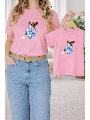 Lorvex Tişört Anne Kız Çocuk Kombin Oversize – Anne & Çocuk Twin Baskılı T-Shirt