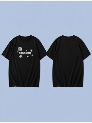 Lorvex Star Girll Baskılı %100 Pamuk Oversize Unisex Tişört Rahat Kesim T-Shirt