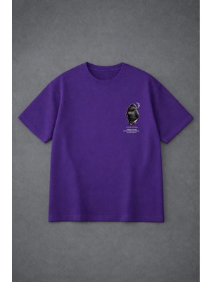 Lorvex T-Shirt Oversize Unısex %100 Pamuklu Rahat Kalıp Özlü Söz Penguın Baskılı Tişört