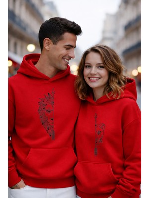 Lorvex Valentine’s Day Sevgililer Günü 14 Şubat Sweatshirt Lion – Tiger Love Baskılı Çift Kombin 2'li