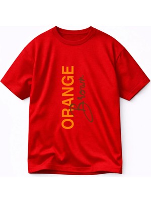 Lorvex T-Shirt Oversize Unısex %100 Pamuklu Rahat Kalıp Orange Brown Baskılı Tişört
