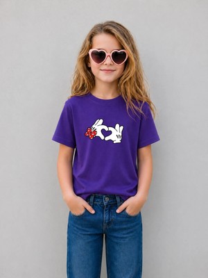 Lorvex Kız Çocuk Tişört %100 Pamuklu Baskılı Rahat Kalıp Yazlık T-Shirt