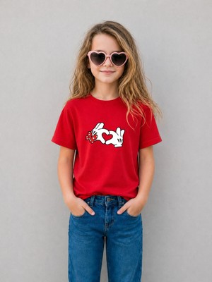 Lorvex Kız Çocuk Tişört %100 Pamuklu Baskılı Rahat Kalıp Yazlık T-Shirt