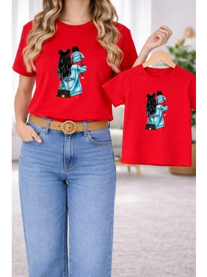 Lorvex Tişört Anne Kız Çocuk Kombin Oversize – Anne & Çocuk Twin T-Shirt Mom-Baby Baskı