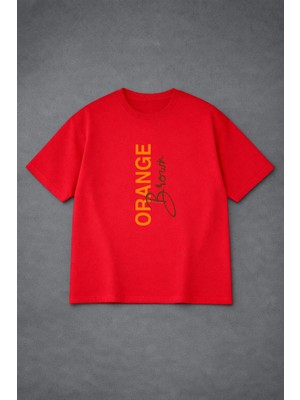 Lorvex Unısex Oversize T-Shirt %100 Pamuklu Rahat Kalıp Orange Baskılı Premium