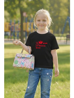 Lorvex Kız Çocuk T-Shirt Baskılı %100 Pamuk Rahat Kalıp The Princess Baskılı Tişört