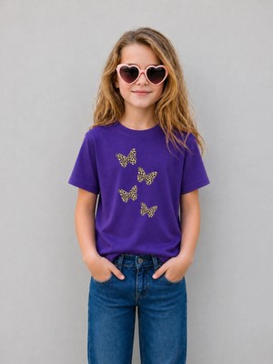 Lorvex Kız Çocuk Tişört %100 Pamuklu Baskılı Rahat Kalıp Yazlık T-Shirt