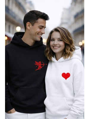 Lorvex 14 Şubat Sevgililer Günü (Valentine’s Day) Eros Baskılı Sweatshirt Çift Kombini 2'li