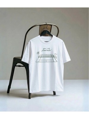 Lorvex Tenis Dijital Baskılı Unisex Oversize Kalıp Yetişkin Tişört Pamuklu Uzun Ömürlü T-Shirt