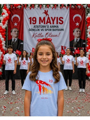 Lorvex 19 Mayıs Atatürk Gençlik Bayramı Tişört %100 Pamuk Oversize Unisex Baskılı Rahat Kalıp