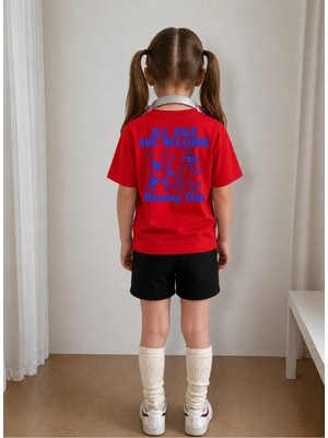 Lorvex Çocuk Şortlu Takım Kız (Şort-T-Shirt) Baskılı Yazlık Spor Kombin Rahat Kalıp Takım