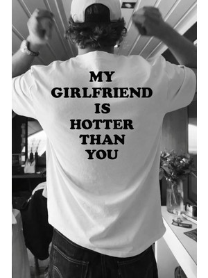 Lorvex Tişört Oversize %100 Pamuklu Rahat Kalıp Hotter Than Baskılı T-Shirt