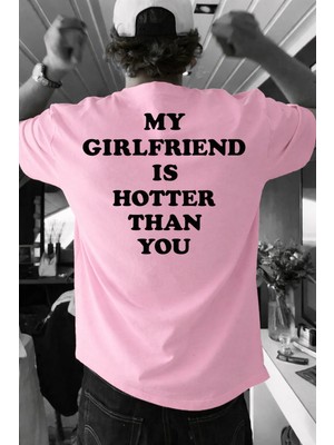 Lorvex Tişört Oversize %100 Pamuklu Rahat Kalıp Hotter Than Baskılı T-Shirt