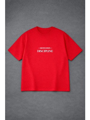Lorvex Oversize T-Shirt-Tişört %100 Pamuklu Rahat Kalıp Dıscıplıne Ön Baskılı