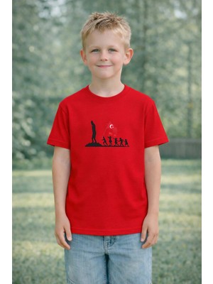 Lorvex Çocuk T-Shirt 23 Nisan Egemenlik ve Çocuk Bayramı Tişört Unisex %100 Pamuk Baskılı Rahat Kalıp