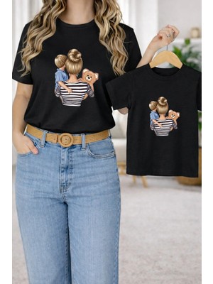 Lorvex Anne Çocuk Kombin Oversize Tişört – Anne & Çocuk Twin T-Shirt Güçlü Anne Baskılı