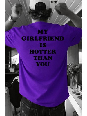 Lorvex Tişört Oversize %100 Pamuklu Rahat Kalıp Hotter Than Baskılı T-Shirt