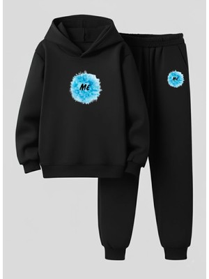 Lorvex Çocuk Kapüşonlu Sweatshirt-Eşofman Takım Me Baskılı 3 Iplik Şardonlu