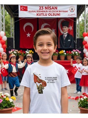 Lorvex Milli Bayram Temalı Baskılı Çocuk-Yetişkin Pamuklu Tshirt Tişört