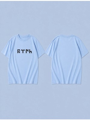 Lorvex Göktürkçe Türk Baskılı %100 Pamuk Oversize Unisex Tişört Rahat Kesim T-Shirt