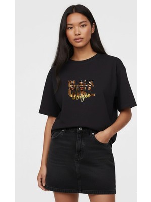 Lorvex Black Girl Magic Baskılı Oversize Pamuklu Unisex Tshirt-Tişört
