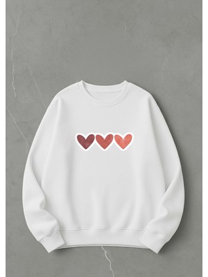 Lorvex Sweatshirt Baskılı 100% Pamuk Oversize Kalpler Sweatshirt