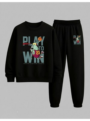 Lorvex Sweatshirt-Eşofman Takım Erkek Çocuk Bisiklet Yaka Monster Slam Baskılı 3 Iplik Şardonlu