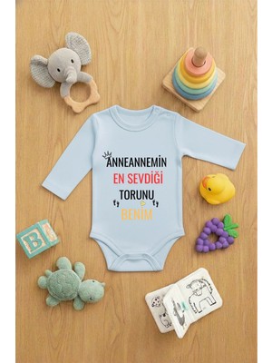 Lorvex Zıbın Bebek Çıtçıtlı Baskılı Yazılı Sevimli Body Anneannemin En Sevdiği Baskılı