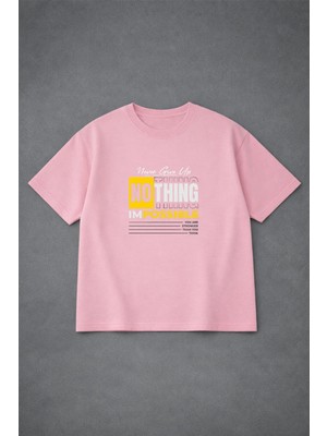 Lorvex Unısex Oversize T-Shirt %100 Pamuklu Rahat Kalıp Nothıng Baskılı