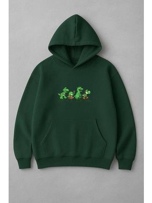 Lorvex Karşıya Geçen Dinozorlar Baskı Oversize Unisex Sweatshirt