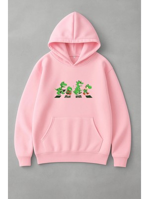 Lorvex Karşıya Geçen Dinozorlar Baskı Oversize Unisex Sweatshirt