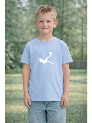 Lorvex Tişört Çocuk %100 Pamuk Rahat Kalıp Futbolcuu Baskılı T-Shirt