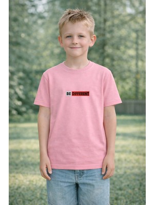 Lorvex %100 Pamuk Çocuk Tişört Rahat Kalıp Farklı Ol Baskılı T-Shirt