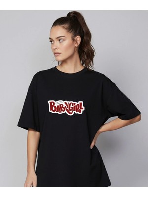 Lorvex Babygirl Baskılı Oversize Pamuklu Kadın Tshirt-Tişört