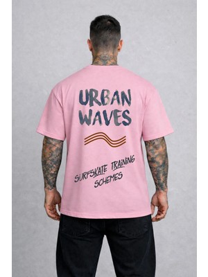 Lorvex Tişört Oversize Rahat Kalıp Unısex Urban Waves Baskılı %100 Pamuklu