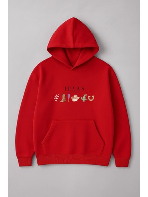 Lorvex Texas Ön Baskı Oversize Pamuklu Kadın Sweatshirt
