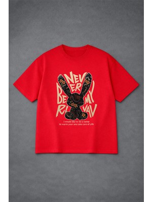 Lorvex Never Be My Baskılı Oversize Pamuklu Unisex Tshirt-Tişört