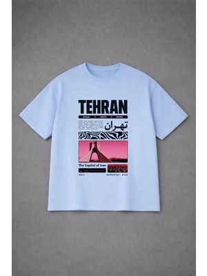 Lorvex Iran'ın Başkenti Tehran Baskılı Oversize Pamuklu Unisex Tshirt-Tişört