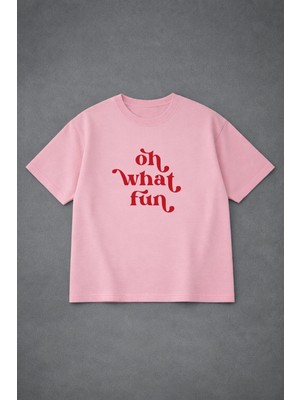Lorvex Oversize Unısex What Fun Baskılı %100 Pamuklu Tshirt-Tişört