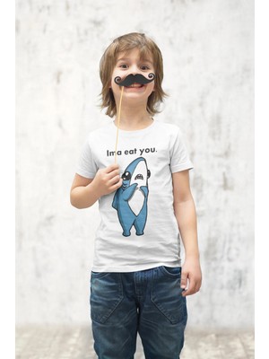 Lorvex Çocuk Tişört Unisex Pamuklu Oversize Eat You Baskılı