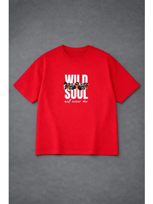 Lorvex Erkek T-Shirt Oversize Rahat Kalıp Wild Soul Baskılı Premium T-Shirt