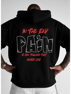 Lorvex Oversize Unısex Kapüşonlu Hoodie %100 Pamuklu Pain Baskılı