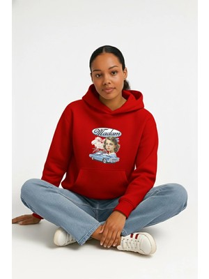 Lorvex Oversize Kadın Kapüşonlu Sweatshirt %100 Pamuklu Madam Baskılı