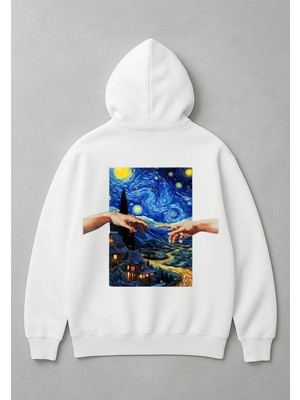 Lorvex Kapüşonlu Oversize Unısex Sweatshirt %100 Pamuklu Yaratılış Baskılı