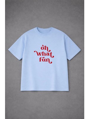 Lorvex Oversize Unısex What Fun Baskılı %100 Pamuklu Tshirt-Tişört