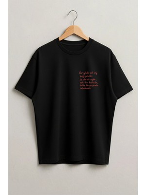 Lorvex Bir Çarşamba Sabahı Motivasyon Yazı Baskılı Oversize Unisex Pamuklu Tshirt-Tişört